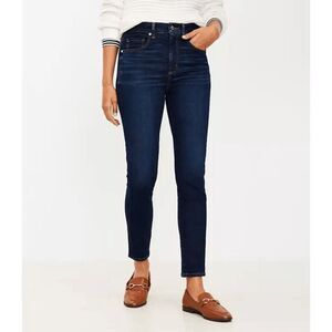 Loft Women's Petite Curvy High Rise Skinny Jeans in Classic Dark Indigo Wash 32/